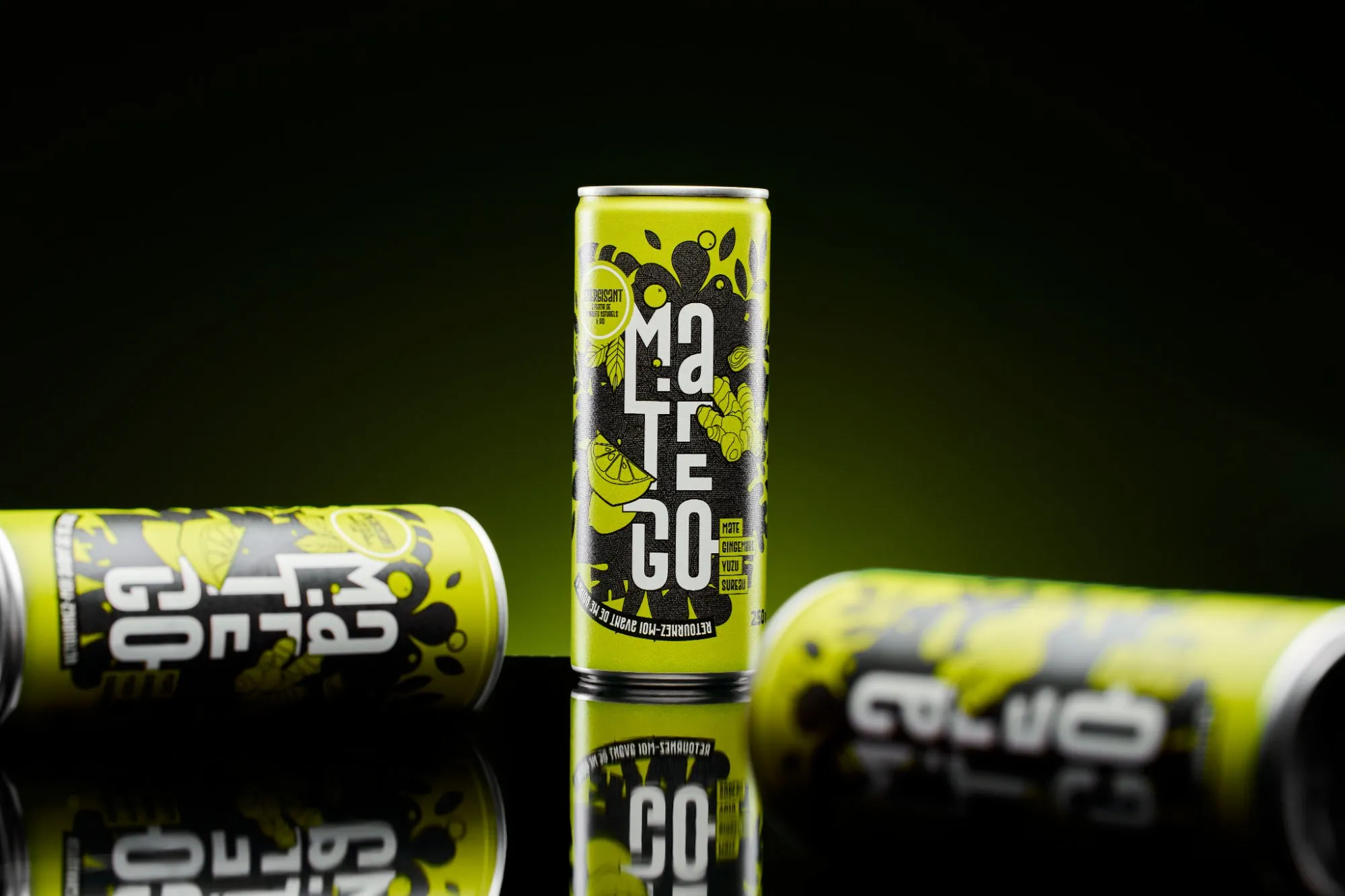 Canette MATEGO saveur Gingembre · Yuzu · Sureau — boisson énergisante naturelle à base de maté